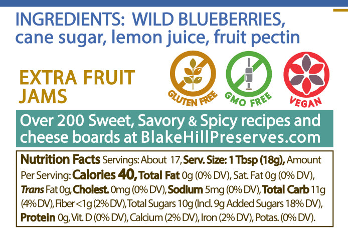 Wild Blueberry Preserve nutrition facts